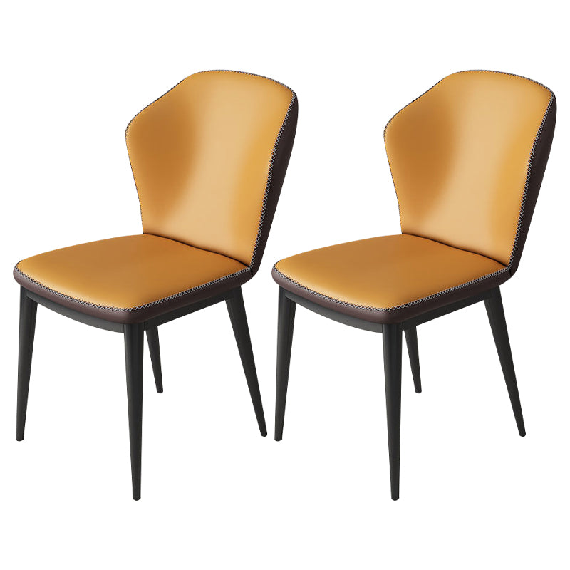 Modern Polyurethane Dining Chair 17'' Wide Wingback Side Chair for Home Use Orange 2 Piece Set Clearhalo ' kitchen&dining_furn' 'Dining Chairs' 'Dining Tables & Seating' 'dining_chair' 'furn' 'furn_dining_chair' 'Furniture' 'furniture_dining_chair' 'Kitchen & Dining Furniture' 'kitchen' 3636490