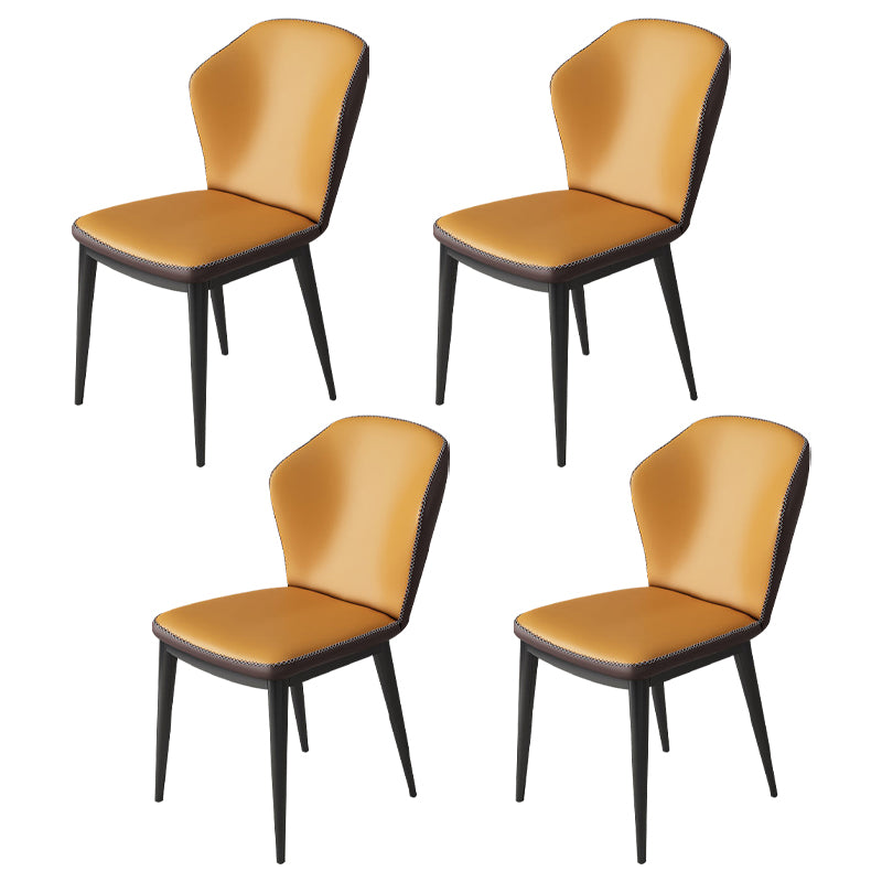 Modern Polyurethane Dining Chair 17'' Wide Wingback Side Chair for Home Use Orange 4 Piece Set Clearhalo ' kitchen&dining_furn' 'Dining Chairs' 'Dining Tables & Seating' 'dining_chair' 'furn' 'furn_dining_chair' 'Furniture' 'furniture_dining_chair' 'Kitchen & Dining Furniture' 'kitchen' 3636492