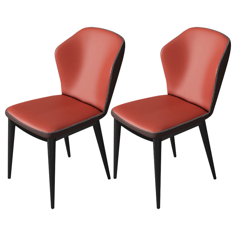 Modern Polyurethane Dining Chair 17'' Wide Wingback Side Chair for Home Use Red Brown 2 Piece Set Clearhalo ' kitchen&dining_furn' 'Dining Chairs' 'Dining Tables & Seating' 'dining_chair' 'furn' 'furn_dining_chair' 'Furniture' 'furniture_dining_chair' 'Kitchen & Dining Furniture' 'kitchen' 3636507