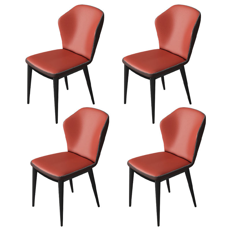 Modern Polyurethane Dining Chair 17'' Wide Wingback Side Chair for Home Use Red Brown 4 Piece Set Clearhalo ' kitchen&dining_furn' 'Dining Chairs' 'Dining Tables & Seating' 'dining_chair' 'furn' 'furn_dining_chair' 'Furniture' 'furniture_dining_chair' 'Kitchen & Dining Furniture' 'kitchen' 3636508