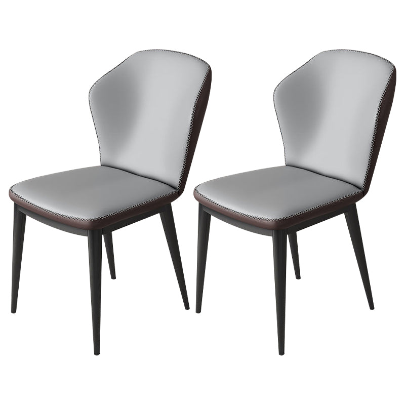 Modern Polyurethane Dining Chair 17'' Wide Wingback Side Chair for Home Use Gray Coffee 2 Piece Set Clearhalo ' kitchen&dining_furn' 'Dining Chairs' 'Dining Tables & Seating' 'dining_chair' 'furn' 'furn_dining_chair' 'Furniture' 'furniture_dining_chair' 'Kitchen & Dining Furniture' 'kitchen' 3636510