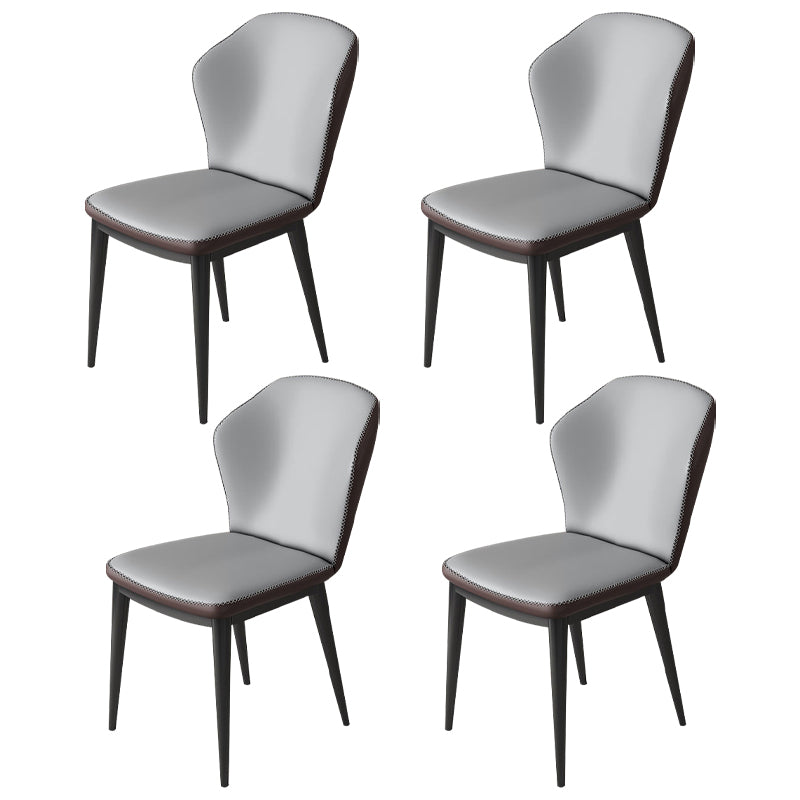 Modern Polyurethane Dining Chair 17'' Wide Wingback Side Chair for Home Use Gray Coffee 4 Piece Set Clearhalo ' kitchen&dining_furn' 'Dining Chairs' 'Dining Tables & Seating' 'dining_chair' 'furn' 'furn_dining_chair' 'Furniture' 'furniture_dining_chair' 'Kitchen & Dining Furniture' 'kitchen' 3636511