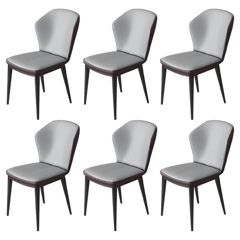 Modern Polyurethane Dining Chair 17'' Wide Wingback Side Chair for Home Use Gray Coffee 6 Piece Set Clearhalo ' kitchen&dining_furn' 'Dining Chairs' 'Dining Tables & Seating' 'dining_chair' 'furn' 'furn_dining_chair' 'Furniture' 'furniture_dining_chair' 'Kitchen & Dining Furniture' 'kitchen' 3636512