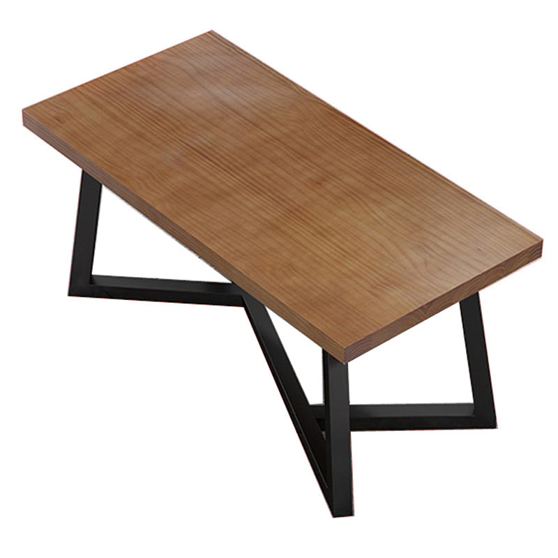 Rectangle Dining Table Simplicity Dinner Room Solid Wood Table with Metallic Base Without Chairs Clearhalo ' dining_table' 'Dining Tables & Seating' 'Dining Tables' 'furn' 'furn_dining_table' 'Furniture' 'furniture_dining_table' 'Kitchen & Dining Furniture' 'kitchen&dining_furn' 'kitchen' 'kitchen_dining_table' 3642320