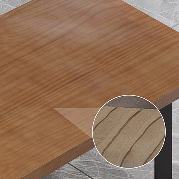 Rectangle Dining Table Simplicity Dinner Room Solid Wood Table with Metallic Base Clearhalo ' dining_table' 'Dining Tables & Seating' 'Dining Tables' 'furn' 'furn_dining_table' 'Furniture' 'furniture_dining_table' 'Kitchen & Dining Furniture' 'kitchen&dining_furn' 'kitchen' 'kitchen_dining_table' 3642322