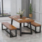 Rectangle Dining Table Simplicity Dinner Room Solid Wood Table with Metallic Base Clearhalo ' dining_table' 'Dining Tables & Seating' 'Dining Tables' 'furn' 'furn_dining_table' 'Furniture' 'furniture_dining_table' 'Kitchen & Dining Furniture' 'kitchen&dining_furn' 'kitchen' 'kitchen_dining_table' 3642328