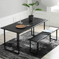 Contemporary Rectangle Dining Table Pine Solid Wood Table with Black Double Pedestal Clearhalo ' dining_table' 'Dining Tables & Seating' 'Dining Tables' 'furn' 'furn_dining_table' 'Furniture' 'furniture_dining_table' 'Kitchen & Dining Furniture' 'kitchen&dining_furn' 'kitchen' 'kitchen_dining_table' 3642330