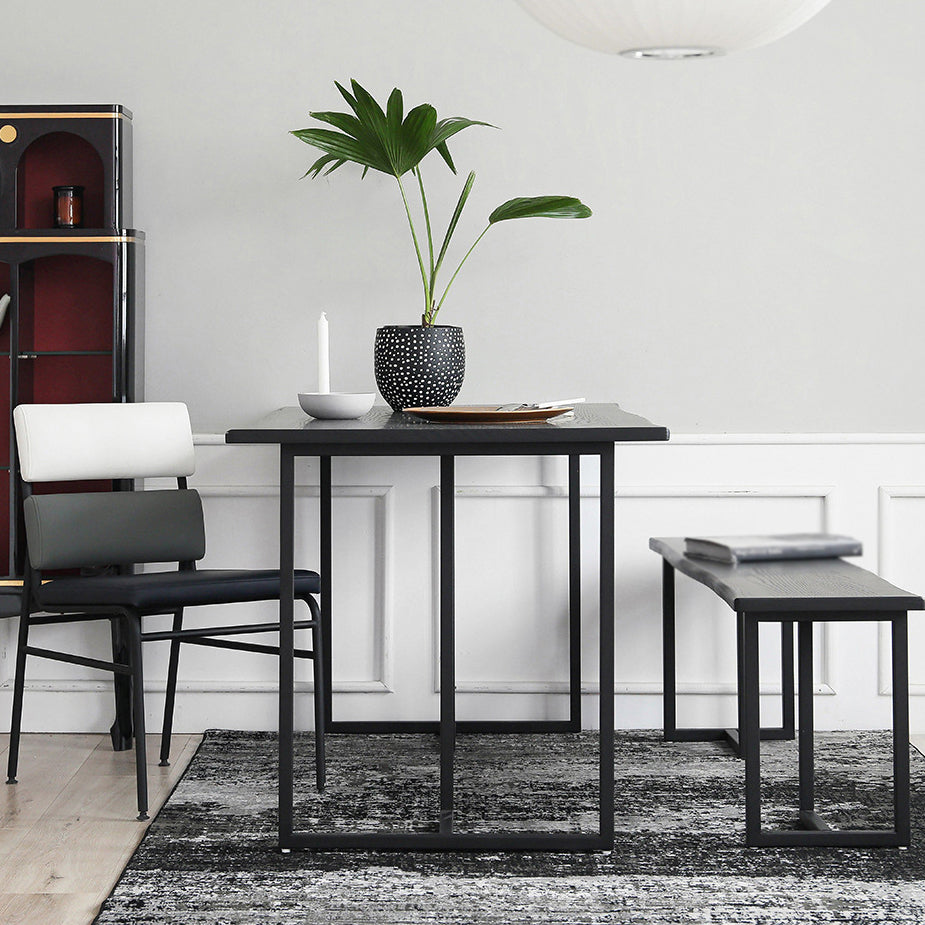 Contemporary Rectangle Dining Table Pine Solid Wood Table with Black Double Pedestal Clearhalo ' dining_table' 'Dining Tables & Seating' 'Dining Tables' 'furn' 'furn_dining_table' 'Furniture' 'furniture_dining_table' 'Kitchen & Dining Furniture' 'kitchen&dining_furn' 'kitchen' 'kitchen_dining_table' 3642332