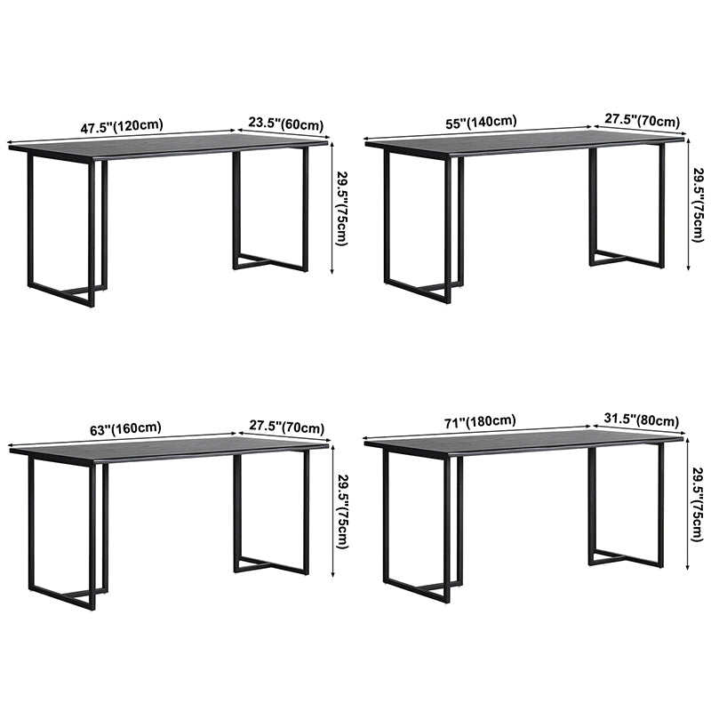 Contemporary Rectangle Dining Table Pine Solid Wood Table with Black Double Pedestal Clearhalo ' dining_table' 'Dining Tables & Seating' 'Dining Tables' 'furn' 'furn_dining_table' 'Furniture' 'furniture_dining_table' 'Kitchen & Dining Furniture' 'kitchen&dining_furn' 'kitchen' 'kitchen_dining_table' 3642335