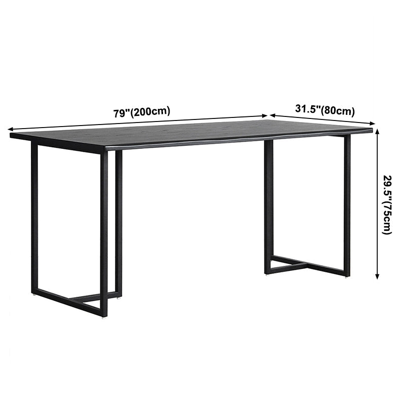 Contemporary Rectangle Dining Table Pine Solid Wood Table with Black Double Pedestal Clearhalo ' dining_table' 'Dining Tables & Seating' 'Dining Tables' 'furn' 'furn_dining_table' 'Furniture' 'furniture_dining_table' 'Kitchen & Dining Furniture' 'kitchen&dining_furn' 'kitchen' 'kitchen_dining_table' 3642336