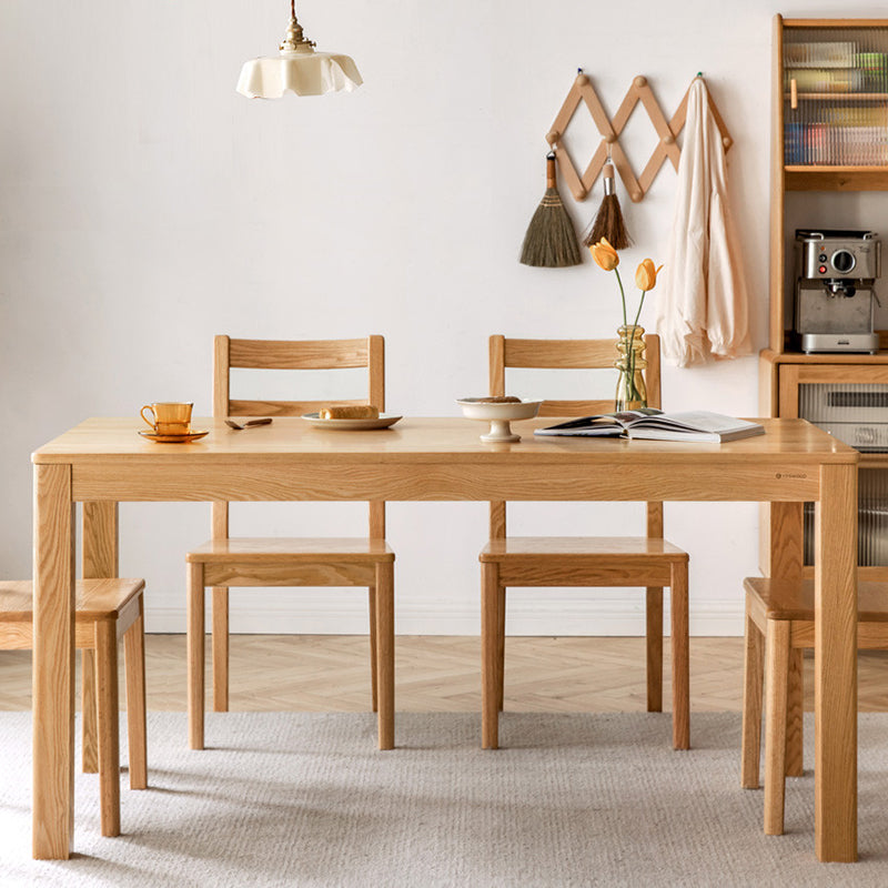 Rectangle Oak Solid Wood Table Modern Dining Table with 4 Legs for Restaurant Clearhalo ' dining_table' 'Dining Tables & Seating' 'Dining Tables' 'furn' 'furn_dining_table' 'Furniture' 'furniture_dining_table' 'Kitchen & Dining Furniture' 'kitchen&dining_furn' 'kitchen' 'kitchen_dining_table' 3642337