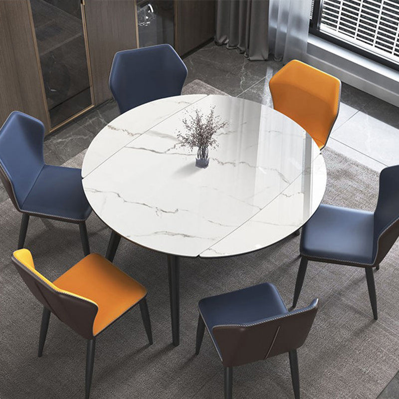 Modern Round Dining Table Sintered Stone Dining Table with 4 Black Legs,53.1"L x 31.5"W x 30"H Clearhalo ' dining_table' 'Dining Tables & Seating' 'Dining Tables' 'furn' 'furn_dining_table' 'Furniture' 'furniture_dining_table' 'Kitchen & Dining Furniture' 'kitchen&dining_furn' 'kitchen' 'kitchen_dining_table' 3642357