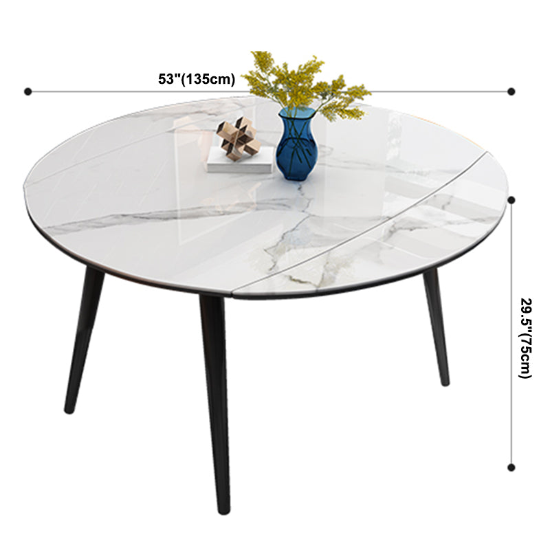 Modern Round Dining Table Sintered Stone Dining Table with 4 Black Legs,53.1"L x 31.5"W x 30"H Clearhalo ' dining_table' 'Dining Tables & Seating' 'Dining Tables' 'furn' 'furn_dining_table' 'Furniture' 'furniture_dining_table' 'Kitchen & Dining Furniture' 'kitchen&dining_furn' 'kitchen' 'kitchen_dining_table' 3642362