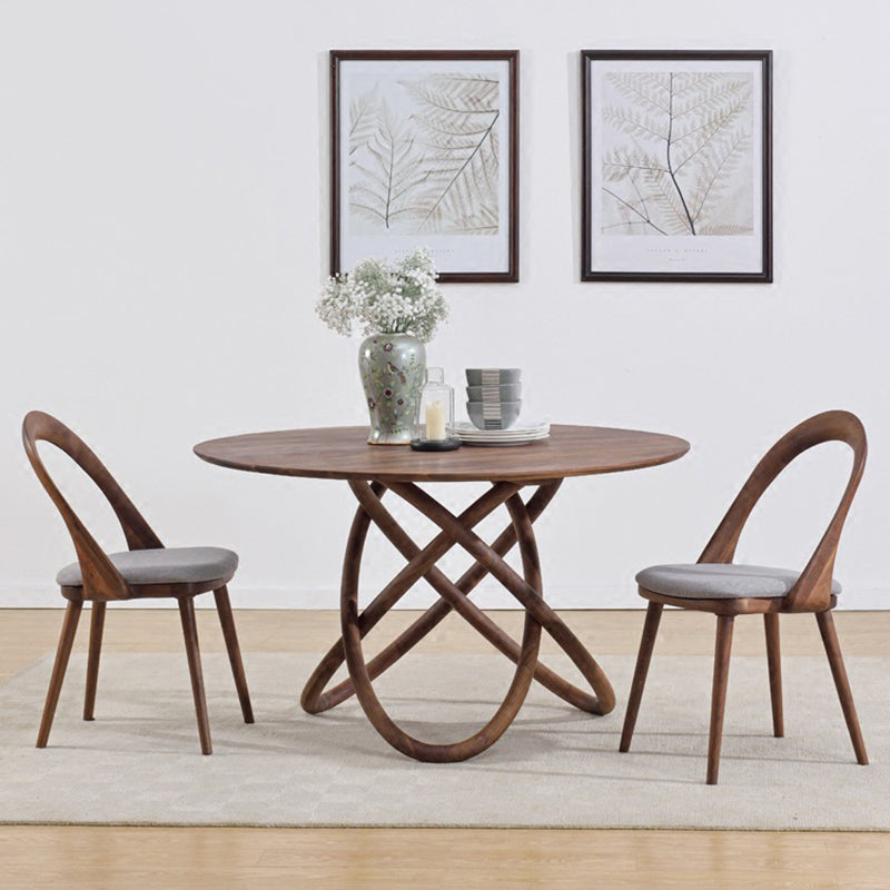 Round Dining Table Simplicity Dinner Room Solid Wood Table with Pedestal Table Clearhalo ' dining_table' 'Dining Tables & Seating' 'Dining Tables' 'furn' 'furn_dining_table' 'Furniture' 'furniture_dining_table' 'Kitchen & Dining Furniture' 'kitchen&dining_furn' 'kitchen' 'kitchen_dining_table' 3642364