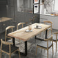 Rectangle Solid Wood Table Modern Dining Table with Metal Base and Double Pedestal for Restaurant Clearhalo ' dining_table' 'Dining Tables & Seating' 'Dining Tables' 'Furniture' 'furniture_dining_table' 'Kitchen & Dining Furniture' 'kitchen&dining_furn' 'kitchen' 'kitchen_dining_table' 3642372