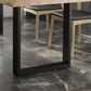Rectangle Solid Wood Table Modern Dining Table with Metal Base and Double Pedestal for Restaurant Clearhalo ' dining_table' 'Dining Tables & Seating' 'Dining Tables' 'Furniture' 'furniture_dining_table' 'Kitchen & Dining Furniture' 'kitchen&dining_furn' 'kitchen' 'kitchen_dining_table' 3642379