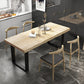 Rectangle Solid Wood Table Modern Dining Table with Metal Base and Double Pedestal for Restaurant Clearhalo ' dining_table' 'Dining Tables & Seating' 'Dining Tables' 'Furniture' 'furniture_dining_table' 'Kitchen & Dining Furniture' 'kitchen&dining_furn' 'kitchen' 'kitchen_dining_table' 3642384