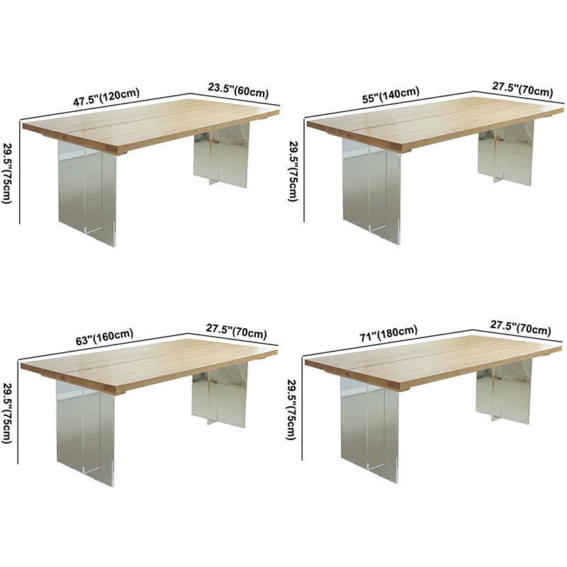 Simple Home Wood Dining Table Rectangle Shape Dining Table with Double Plastic Base Clearhalo ' dining_table' 'Dining Tables & Seating' 'Dining Tables' 'furn' 'furn_dining_table' 'Furniture' 'furniture_dining_table' 'Kitchen & Dining Furniture' 'kitchen&dining_furn' 'kitchen' 'kitchen_dining_table' 3642407
