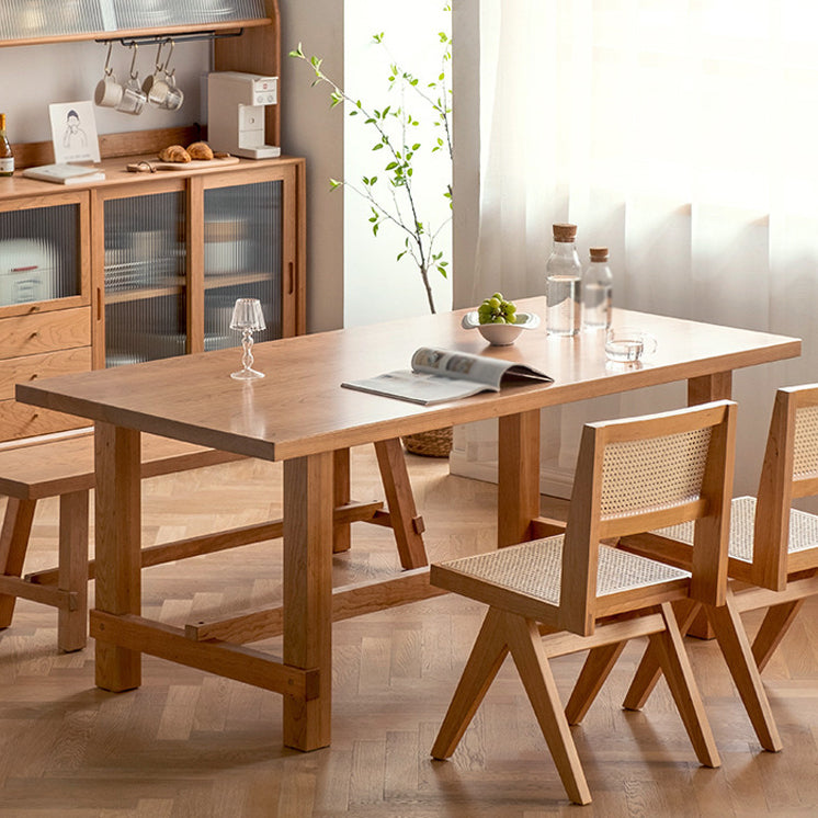 Rectangle Table Dining Table Simplicity Dinner Room Solid Wood Table with 4 Legs Base Clearhalo ' dining_table' 'Dining Tables & Seating' 'Dining Tables' 'furn' 'furn_dining_table' 'Furniture' 'furniture_dining_table' 'Kitchen & Dining Furniture' 'kitchen&dining_furn' 'kitchen' 'kitchen_dining_table' 3642424