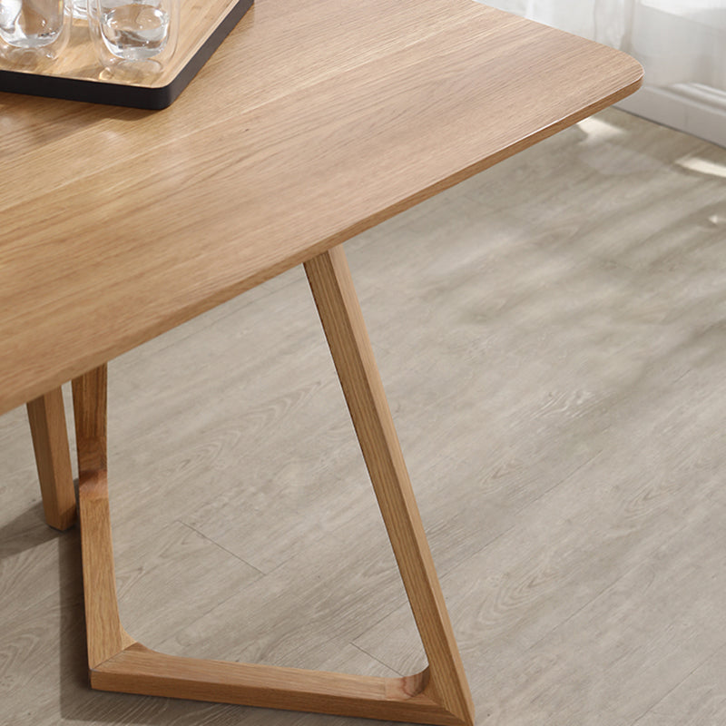 Contemporary Rectangle Dining Table Oak Solid Wood Table with Double Pedestal Clearhalo ' dining_table' 'Dining Tables & Seating' 'Dining Tables' 'furn' 'furn_dining_table' 'Furniture' 'furniture_dining_table' 'Kitchen & Dining Furniture' 'kitchen&dining_furn' 'kitchen' 'kitchen_dining_table' 3642462