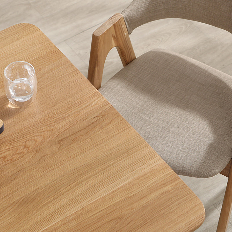 Contemporary Rectangle Dining Table Oak Solid Wood Table with Double Pedestal Clearhalo ' dining_table' 'Dining Tables & Seating' 'Dining Tables' 'furn' 'furn_dining_table' 'Furniture' 'furniture_dining_table' 'Kitchen & Dining Furniture' 'kitchen&dining_furn' 'kitchen' 'kitchen_dining_table' 3642463