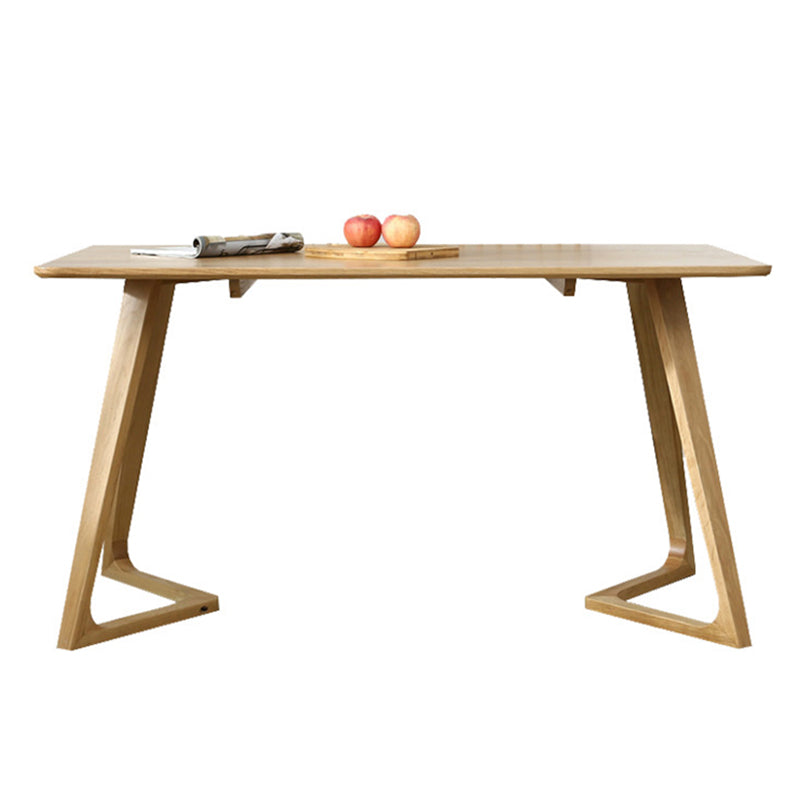 Contemporary Rectangle Dining Table Oak Solid Wood Table with Double Pedestal Without Chairs Clearhalo ' dining_table' 'Dining Tables & Seating' 'Dining Tables' 'furn' 'furn_dining_table' 'Furniture' 'furniture_dining_table' 'Kitchen & Dining Furniture' 'kitchen&dining_furn' 'kitchen' 'kitchen_dining_table' 3642464