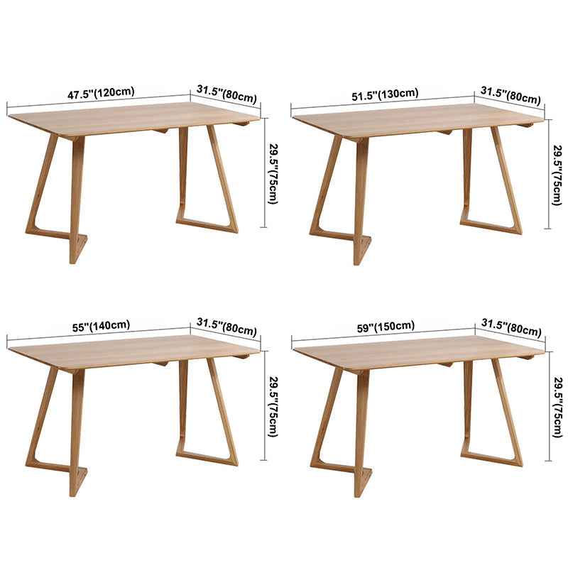 Contemporary Rectangle Dining Table Oak Solid Wood Table with Double Pedestal Clearhalo ' dining_table' 'Dining Tables & Seating' 'Dining Tables' 'furn' 'furn_dining_table' 'Furniture' 'furniture_dining_table' 'Kitchen & Dining Furniture' 'kitchen&dining_furn' 'kitchen' 'kitchen_dining_table' 3642468