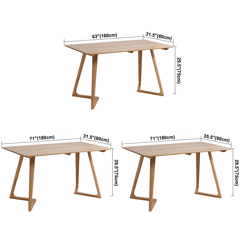 Contemporary Rectangle Dining Table Oak Solid Wood Table with Double Pedestal Clearhalo ' dining_table' 'Dining Tables & Seating' 'Dining Tables' 'furn' 'furn_dining_table' 'Furniture' 'furniture_dining_table' 'Kitchen & Dining Furniture' 'kitchen&dining_furn' 'kitchen' 'kitchen_dining_table' 3642469