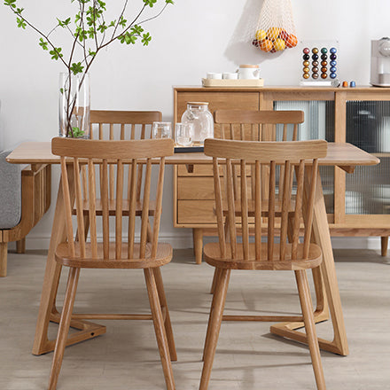 Contemporary Rectangle Dining Table Oak Solid Wood Table with Double Pedestal Clearhalo ' dining_table' 'Dining Tables & Seating' 'Dining Tables' 'furn' 'furn_dining_table' 'Furniture' 'furniture_dining_table' 'Kitchen & Dining Furniture' 'kitchen&dining_furn' 'kitchen' 'kitchen_dining_table' 3642471