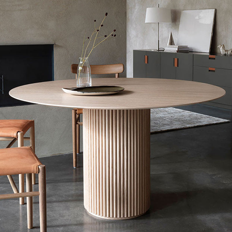 Contemporary Round Dining Table Ash Solid Wood Table with Pedestal Base Clearhalo ' dining_table' 'Dining Tables & Seating' 'Dining Tables' 'furn' 'furn_dining_table' 'Furniture' 'furniture_dining_table' 'Kitchen & Dining Furniture' 'kitchen&dining_furn' 'kitchen' 'kitchen_dining_table' 3642475