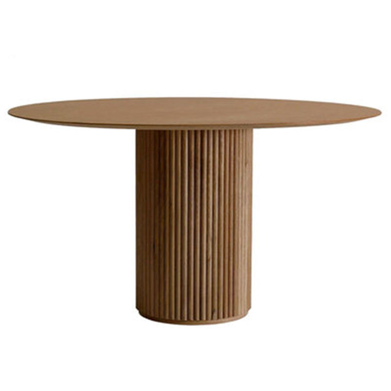 Contemporary Round Dining Table Ash Solid Wood Table with Pedestal Base Brown Without Chairs Clearhalo ' dining_table' 'Dining Tables & Seating' 'Dining Tables' 'furn' 'furn_dining_table' 'Furniture' 'furniture_dining_table' 'Kitchen & Dining Furniture' 'kitchen&dining_furn' 'kitchen' 'kitchen_dining_table' 3642476