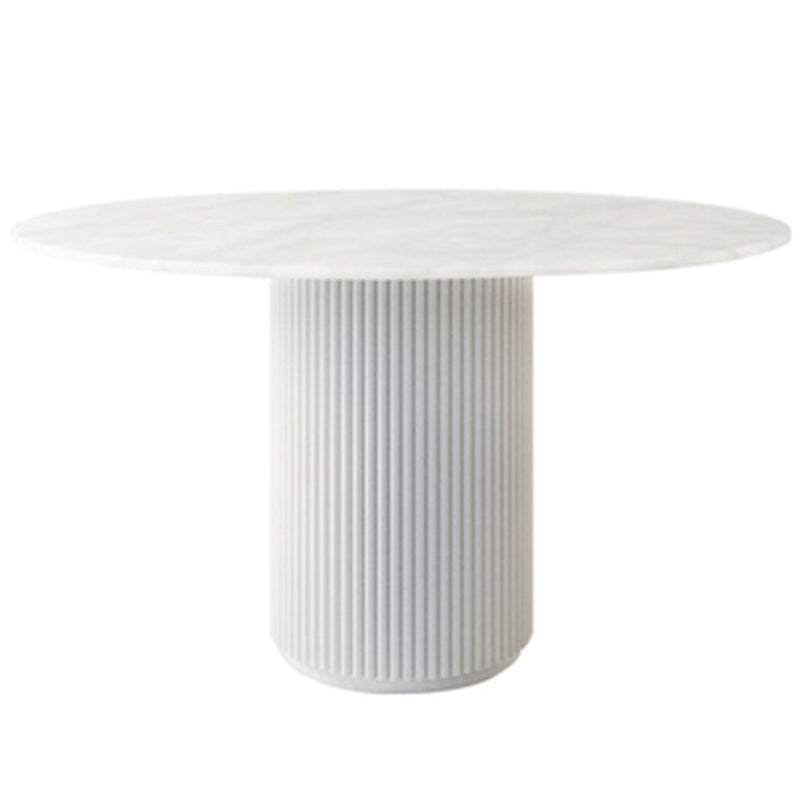 Contemporary Round Dining Table Ash Solid Wood Table with Pedestal Base White Without Chairs Clearhalo ' dining_table' 'Dining Tables & Seating' 'Dining Tables' 'furn' 'furn_dining_table' 'Furniture' 'furniture_dining_table' 'Kitchen & Dining Furniture' 'kitchen&dining_furn' 'kitchen' 'kitchen_dining_table' 3642477