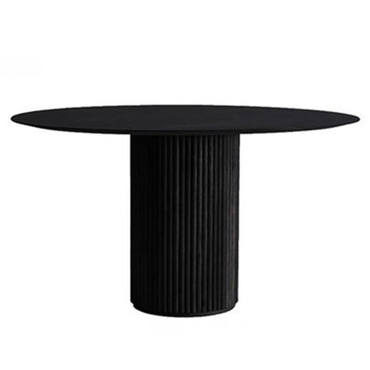Contemporary Round Dining Table Ash Solid Wood Table with Pedestal Base Black Without Chairs Clearhalo ' dining_table' 'Dining Tables & Seating' 'Dining Tables' 'furn' 'furn_dining_table' 'Furniture' 'furniture_dining_table' 'Kitchen & Dining Furniture' 'kitchen&dining_furn' 'kitchen' 'kitchen_dining_table' 3642479