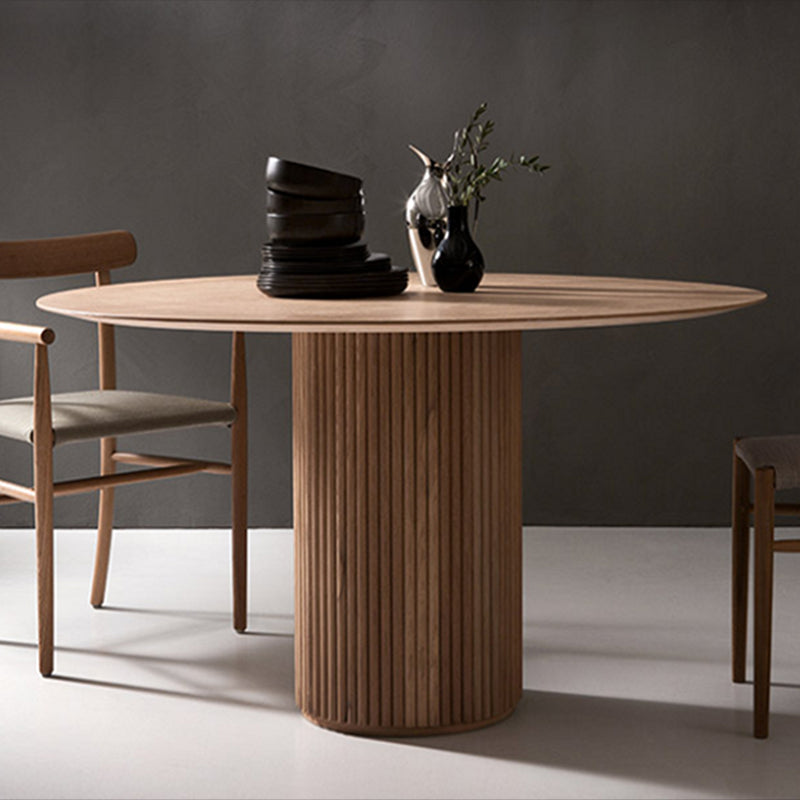 Contemporary Round Dining Table Ash Solid Wood Table with Pedestal Base Clearhalo ' dining_table' 'Dining Tables & Seating' 'Dining Tables' 'furn' 'furn_dining_table' 'Furniture' 'furniture_dining_table' 'Kitchen & Dining Furniture' 'kitchen&dining_furn' 'kitchen' 'kitchen_dining_table' 3642481