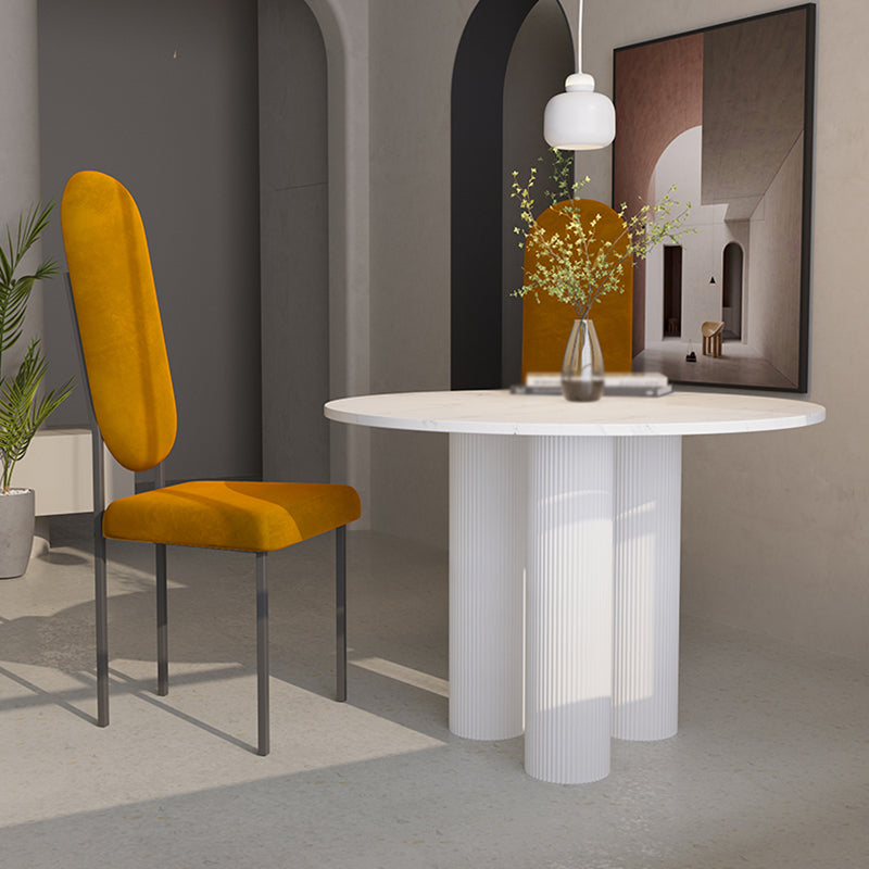 Round Shape Two-Color Dining Table Sintered Stone Table Contemporary with 3 Legs Clearhalo ' dining_table' 'Dining Tables & Seating' 'Dining Tables' 'furn' 'furn_dining_table' 'Furniture' 'furniture_dining_table' 'Kitchen & Dining Furniture' 'kitchen&dining_furn' 'kitchen' 'kitchen_dining_table' 3642485