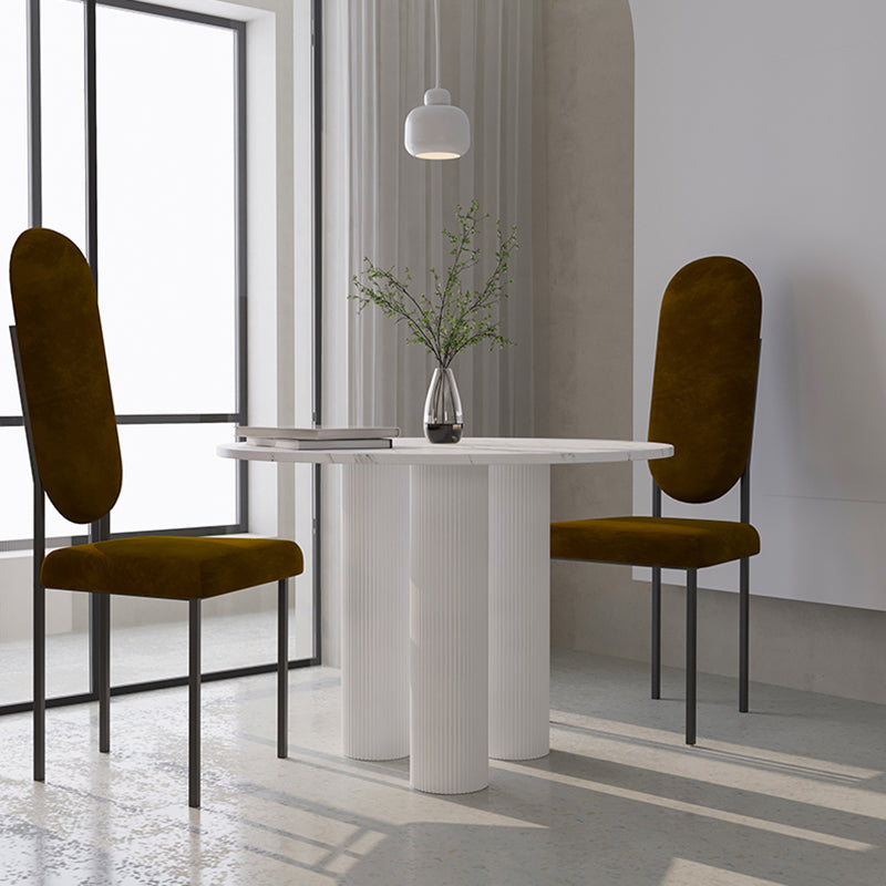 Round Shape Two-Color Dining Table Sintered Stone Table Contemporary with 3 Legs Clearhalo ' dining_table' 'Dining Tables & Seating' 'Dining Tables' 'furn' 'furn_dining_table' 'Furniture' 'furniture_dining_table' 'Kitchen & Dining Furniture' 'kitchen&dining_furn' 'kitchen' 'kitchen_dining_table' 3642486