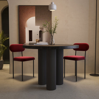 Round Shape Two-Color Dining Table Sintered Stone Table Contemporary with 3 Legs Black Without Chairs Clearhalo ' dining_table' 'Dining Tables & Seating' 'Dining Tables' 'furn' 'furn_dining_table' 'Furniture' 'furniture_dining_table' 'Kitchen & Dining Furniture' 'kitchen&dining_furn' 'kitchen' 'kitchen_dining_table' 3642487