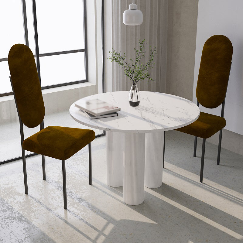 Round Shape Two-Color Dining Table Sintered Stone Table Contemporary with 3 Legs Clearhalo ' dining_table' 'Dining Tables & Seating' 'Dining Tables' 'furn' 'furn_dining_table' 'Furniture' 'furniture_dining_table' 'Kitchen & Dining Furniture' 'kitchen&dining_furn' 'kitchen' 'kitchen_dining_table' 3642495