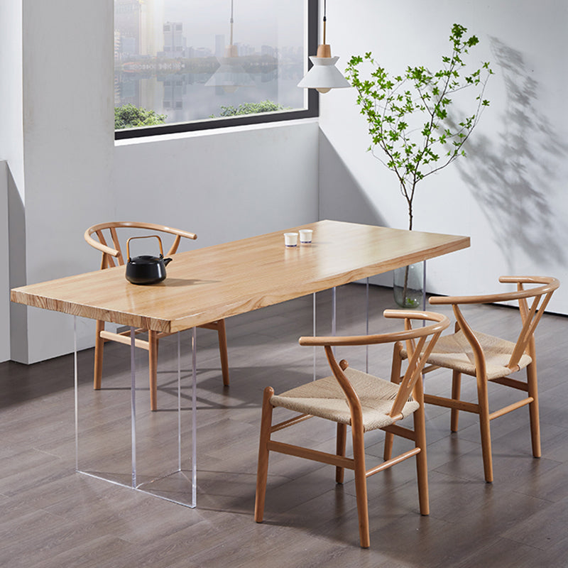 Minimalists Rectangle Khaki Dining Table Solid Wood Standard Dining Table for Kitchen Clearhalo ' dining_table' 'Dining Tables & Seating' 'Dining Tables' 'furn' 'furn_dining_table' 'Furniture' 'furniture_dining_table' 'Kitchen & Dining Furniture' 'kitchen&dining_furn' 'kitchen' 'kitchen_dining_table' 3642515