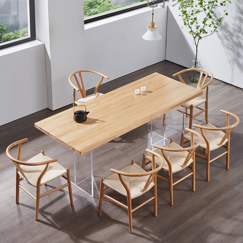 Minimalists Rectangle Khaki Dining Table Solid Wood Standard Dining Table for Kitchen Clearhalo ' dining_table' 'Dining Tables & Seating' 'Dining Tables' 'furn' 'furn_dining_table' 'Furniture' 'furniture_dining_table' 'Kitchen & Dining Furniture' 'kitchen&dining_furn' 'kitchen' 'kitchen_dining_table' 3642516