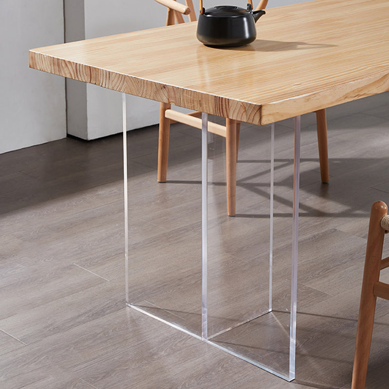 Minimalists Rectangle Khaki Dining Table Solid Wood Standard Dining Table for Kitchen Clearhalo ' dining_table' 'Dining Tables & Seating' 'Dining Tables' 'furn' 'furn_dining_table' 'Furniture' 'furniture_dining_table' 'Kitchen & Dining Furniture' 'kitchen&dining_furn' 'kitchen' 'kitchen_dining_table' 3642517