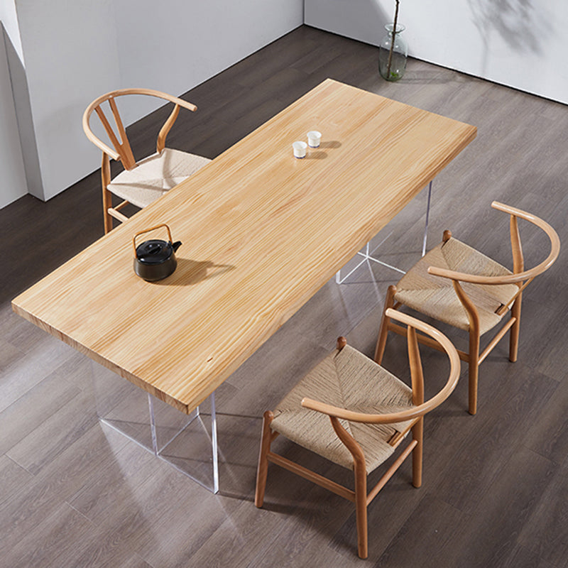 Minimalists Rectangle Khaki Dining Table Solid Wood Standard Dining Table for Kitchen Clearhalo ' dining_table' 'Dining Tables & Seating' 'Dining Tables' 'furn' 'furn_dining_table' 'Furniture' 'furniture_dining_table' 'Kitchen & Dining Furniture' 'kitchen&dining_furn' 'kitchen' 'kitchen_dining_table' 3642524