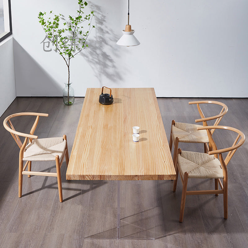 Minimalists Rectangle Khaki Dining Table Solid Wood Standard Dining Table for Kitchen Clearhalo ' dining_table' 'Dining Tables & Seating' 'Dining Tables' 'furn' 'furn_dining_table' 'Furniture' 'furniture_dining_table' 'Kitchen & Dining Furniture' 'kitchen&dining_furn' 'kitchen' 'kitchen_dining_table' 3642525