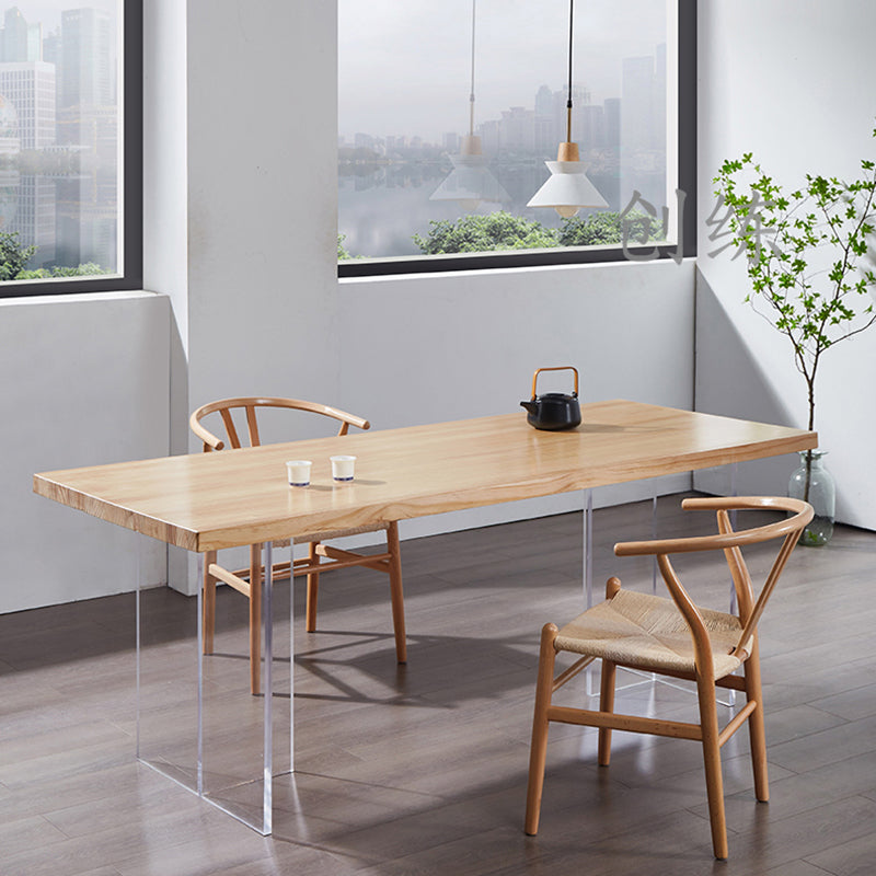 Minimalists Rectangle Khaki Dining Table Solid Wood Standard Dining Table for Kitchen Clearhalo ' dining_table' 'Dining Tables & Seating' 'Dining Tables' 'furn' 'furn_dining_table' 'Furniture' 'furniture_dining_table' 'Kitchen & Dining Furniture' 'kitchen&dining_furn' 'kitchen' 'kitchen_dining_table' 3642526