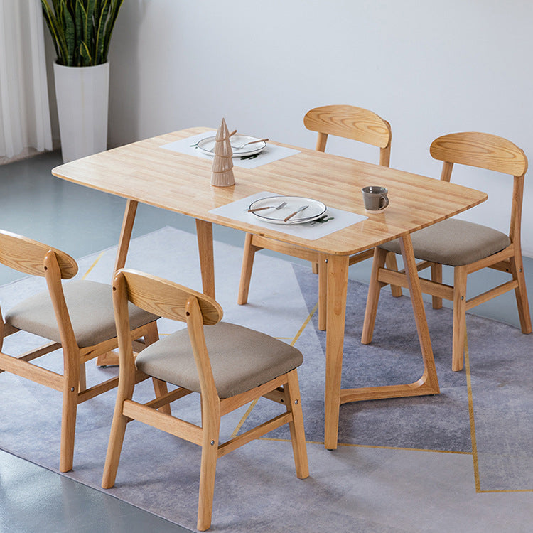 Contemporary Rectangle Dining Table Rubberwood Solid Wood Table with Double Pedestal Clearhalo ' dining_table' 'Dining Tables & Seating' 'Dining Tables' 'furn' 'furn_dining_table' 'Furniture' 'furniture_dining_table' 'Kitchen & Dining Furniture' 'kitchen&dining_furn' 'kitchen' 'kitchen_dining_table' 3642527