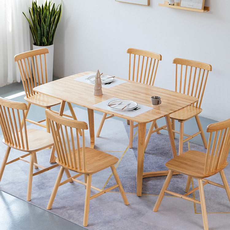 Contemporary Rectangle Dining Table Rubberwood Solid Wood Table with Double Pedestal Clearhalo ' dining_table' 'Dining Tables & Seating' 'Dining Tables' 'furn' 'furn_dining_table' 'Furniture' 'furniture_dining_table' 'Kitchen & Dining Furniture' 'kitchen&dining_furn' 'kitchen' 'kitchen_dining_table' 3642529