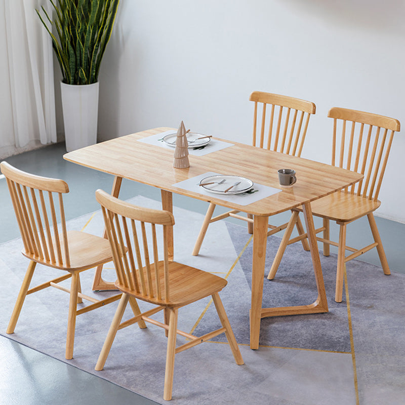 Contemporary Rectangle Dining Table Rubberwood Solid Wood Table with Double Pedestal Clearhalo ' dining_table' 'Dining Tables & Seating' 'Dining Tables' 'furn' 'furn_dining_table' 'Furniture' 'furniture_dining_table' 'Kitchen & Dining Furniture' 'kitchen&dining_furn' 'kitchen' 'kitchen_dining_table' 3642538