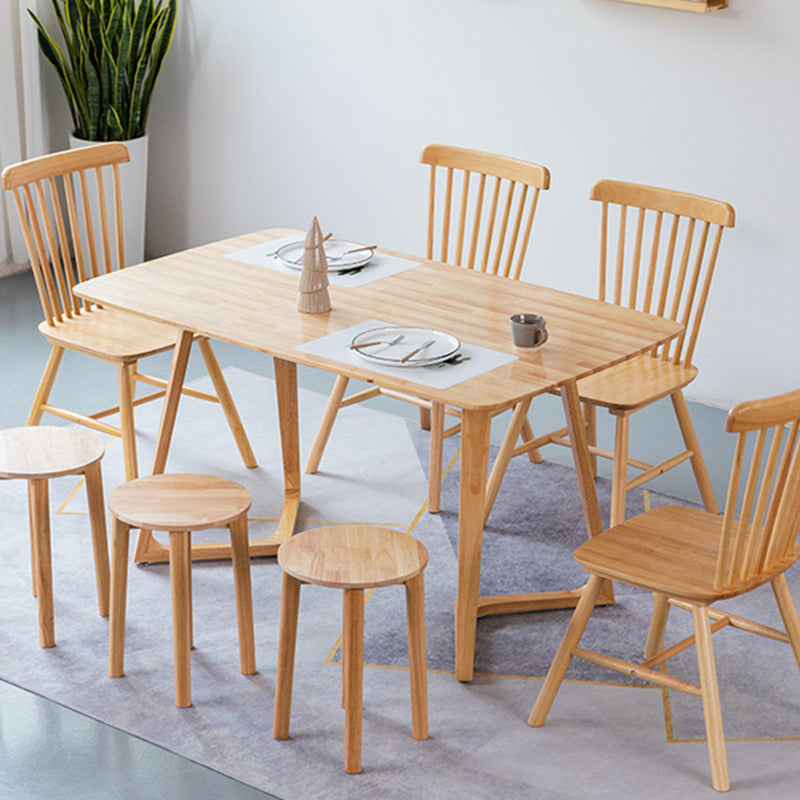 Contemporary Rectangle Dining Table Rubberwood Solid Wood Table with Double Pedestal Clearhalo ' dining_table' 'Dining Tables & Seating' 'Dining Tables' 'furn' 'furn_dining_table' 'Furniture' 'furniture_dining_table' 'Kitchen & Dining Furniture' 'kitchen&dining_furn' 'kitchen' 'kitchen_dining_table' 3642540