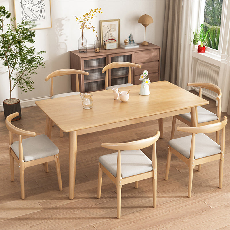Rectangle 4 Legs Modern Dining Table Wood Color Fixed Table of Solid Wood Clearhalo ' dining_table' 'Dining Tables & Seating' 'Dining Tables' 'furn' 'furn_dining_table' 'Furniture' 'furniture_dining_table' 'Kitchen & Dining Furniture' 'kitchen&dining_furn' 'kitchen' 'kitchen_dining_table' 3642544