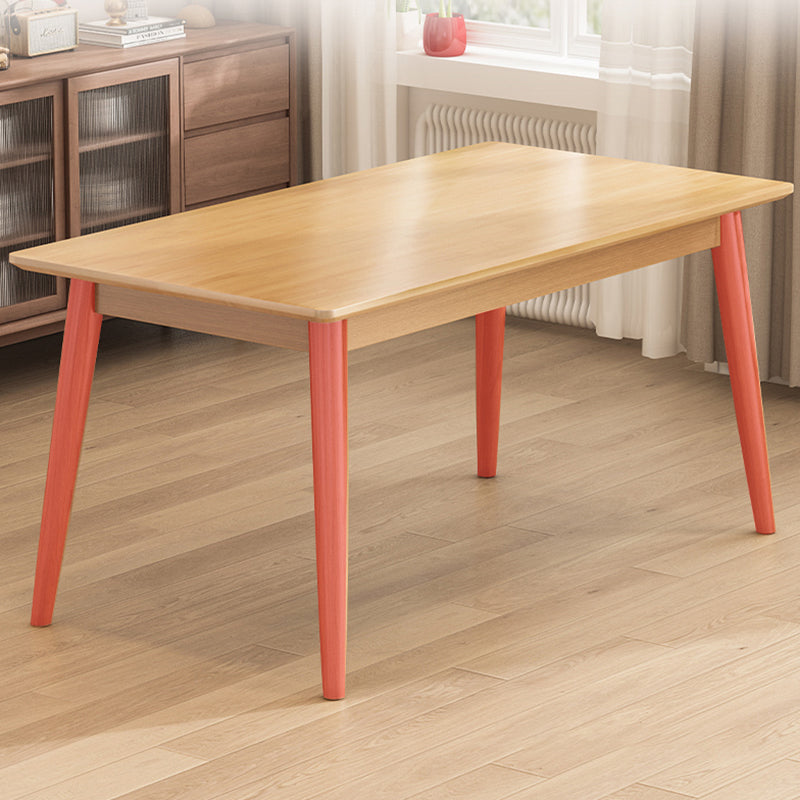 Rectangle 4 Legs Modern Dining Table Wood Color Fixed Table of Solid Wood Clearhalo ' dining_table' 'Dining Tables & Seating' 'Dining Tables' 'furn' 'furn_dining_table' 'Furniture' 'furniture_dining_table' 'Kitchen & Dining Furniture' 'kitchen&dining_furn' 'kitchen' 'kitchen_dining_table' 3642549